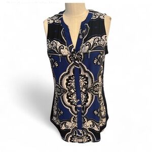 INC International Concepts Blue and Black Paisley Blouse